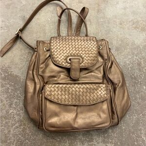 Aspects genuine leather woven interciatto Metallic Bronze Women's Backpack